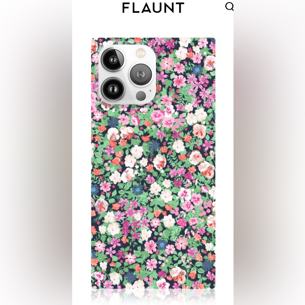 Flaunt SQUARE® Floral iPhone 14 Pro Max Case w/phone ring - Picture 4 of 5